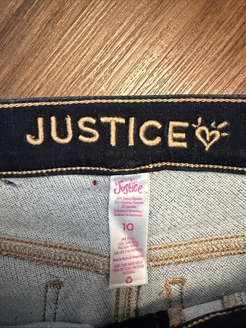 Justice Girls Dark Indigo Stretch Skinny Jeggings. Size 10